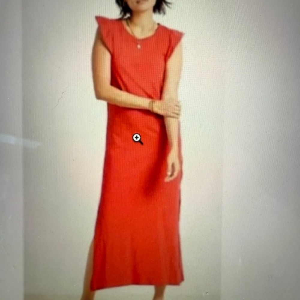 Z Supply Women's Orange Coral Blakely Slub Ruffle Dress Summer Spring Size XS